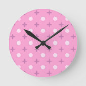 Pink Star Petal Dot Pattern Runde Wanduhr (Vorderseite)