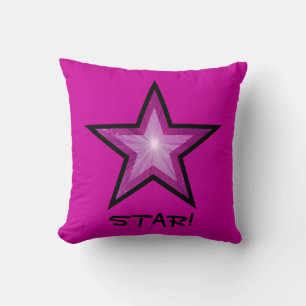 Pink Star Schwarzer Wurf Kissen quadratisch pink