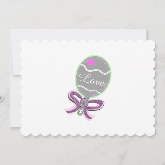 Pink Star Silver Rattle Baby Dusche Einladung (Rückseite)