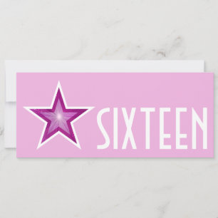 Pink Star "SIXTEEN", pink, weiß, lang Einladung