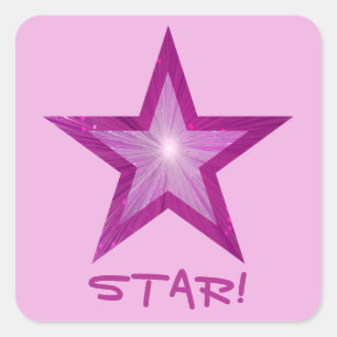 Pink Star 'STAR' quadratischer Aufkleber in hellro