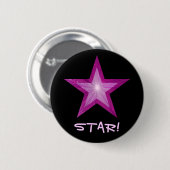 Pink Star 'STAR' Taste schwarz! Button (Vorne & Hinten)