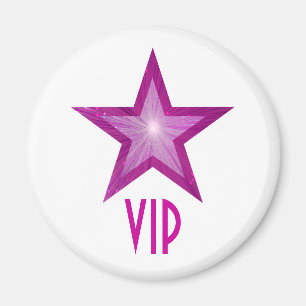 Pink Star "VIP" Kühlschrankmagnet rund weiß