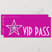 Pink Star "VIP PASS" Einladung pink lang (Vorne/Hinten)
