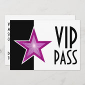Pink Star "VIP PASS" Schwarz-weiß Einladung (Vorne/Hinten)