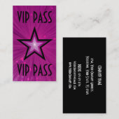 Pink Star "VIP PASS" Visitenkarte schwarz (Vorne/Hinten)