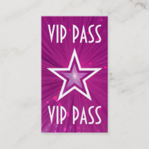 Pink Star "VIP PASS" Visitenkarte, weiß Rückseite