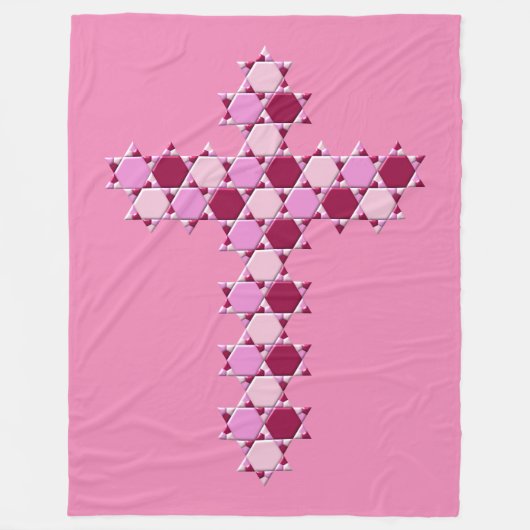 Pink Star von David Cross optische Illusion Fleecedecke (Vorderseite)