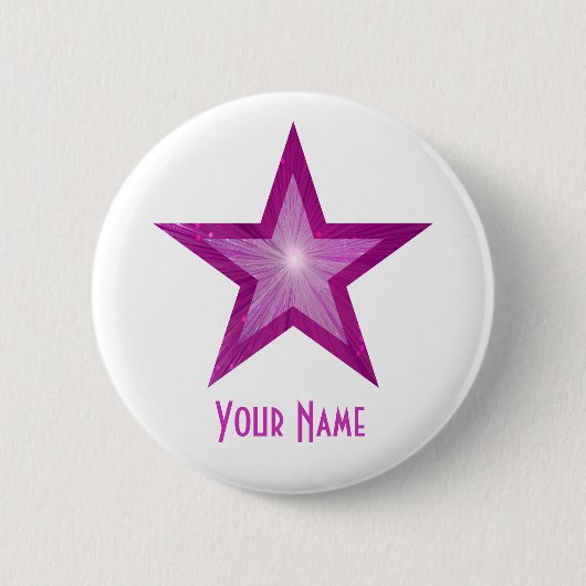 Pink Star "Your Name" Schaltfläche weiß Button (Vorderseite)