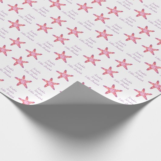 Pink Starfish Babyduschpapier Geschenkpapier (Ecke)