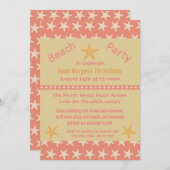 Pink Starfish Beach - Einladung zur Geburtstagspar (Vorne/Hinten)