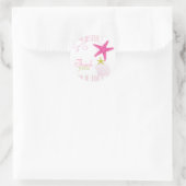 Pink Starfish Beach Hochzeit Danke Runder Aufkleber (Tasche)