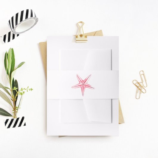 Pink Starfish Bly Band, Beach Wedding Einladungsbanderole