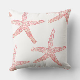 Pink Starfish Muster Coral White Beach Dekoration Kissen