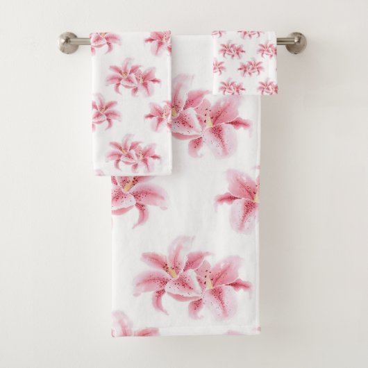 Pink Stargazer Lilies Badhandtuch Set (Insitu)