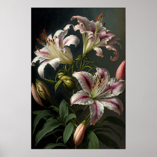 Pink Stargazer Lilies Blume Art Print Poster