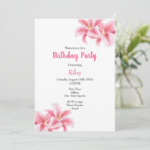 Pink Stargazer Lilies Einladung (Stehend Vorderseite)