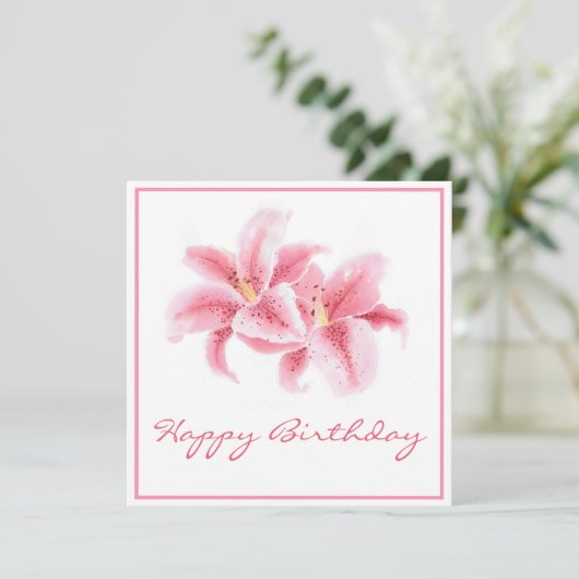 Pink Stargazer Lilies Karte (Stehend Vorderseite)