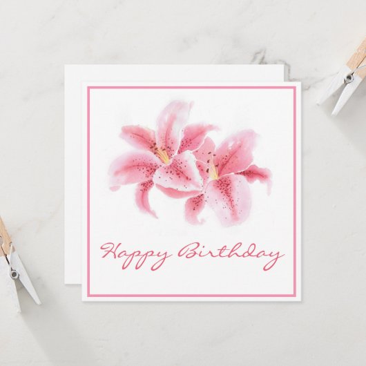 Pink Stargazer Lilies Karte (Vorderseite/Rückseite Beispiel)