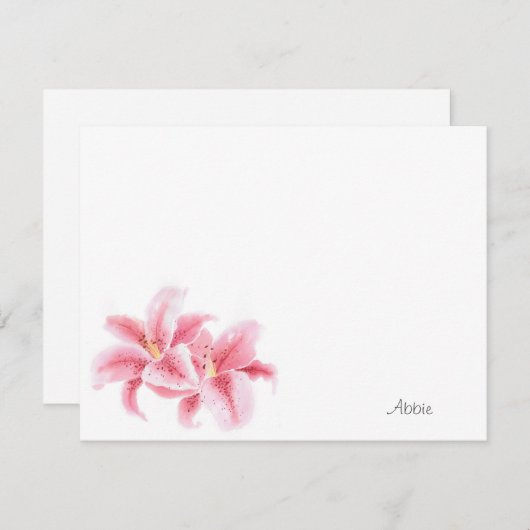 Pink Stargazer Lilies Mitteilungskarte (Vorne/Hinten)