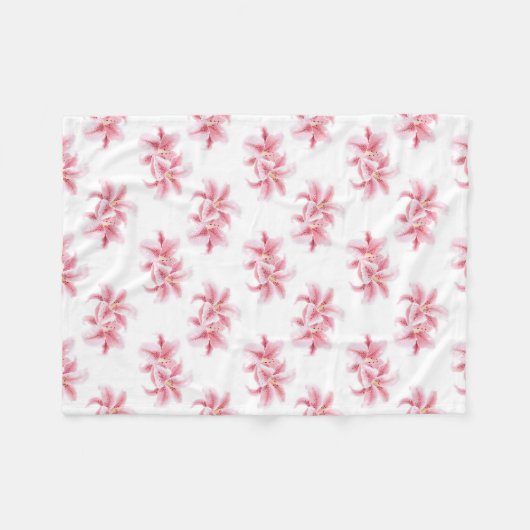 Pink Stargazer Lilies Pattern Fleecedecke (Vorderseite (Horizontal))