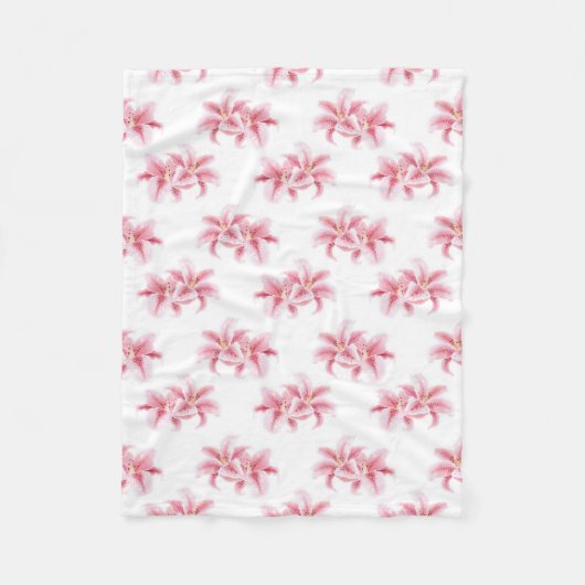 Pink Stargazer Lilies Pattern Fleecedecke (Vorderseite)