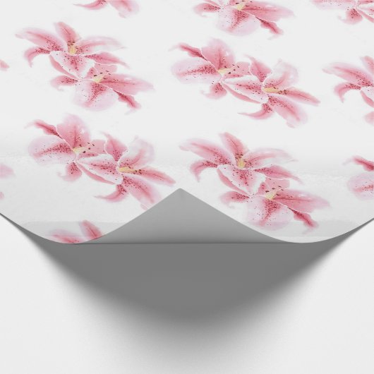 Pink Stargazer Lilies Pattern Geschenkpapier (Ecke)