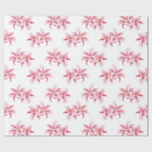 Pink Stargazer Lilies Pattern Geschenkpapier (Flach)