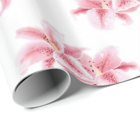 Pink Stargazer Lilies Pattern Geschenkpapier (Rolleneckpunkt)