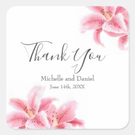 Pink Stargazer Lilies Quadratischer Aufkleber