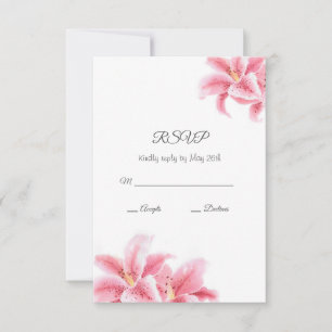 Pink Stargazer Lilies RSVP Karte