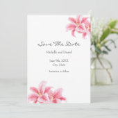 Pink Stargazer Lilies Save The Date (Stehend Vorderseite)