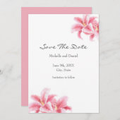 Pink Stargazer Lilies Save The Date (Vorne/Hinten)