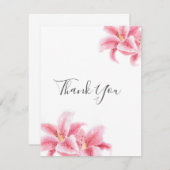 Pink Stargazer Lilies Watercolor Dankeskarte (Vorne/Hinten)