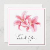 Pink Stargazer Lilies Watercolor Dankeskarte (Vorne/Hinten)
