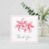 Pink Stargazer Lilies Watercolor Dankeskarte (Stehend Vorderseite)
