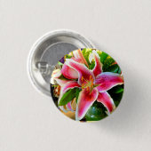 Pink Stargazer Lily Button (Vorne & Hinten)
