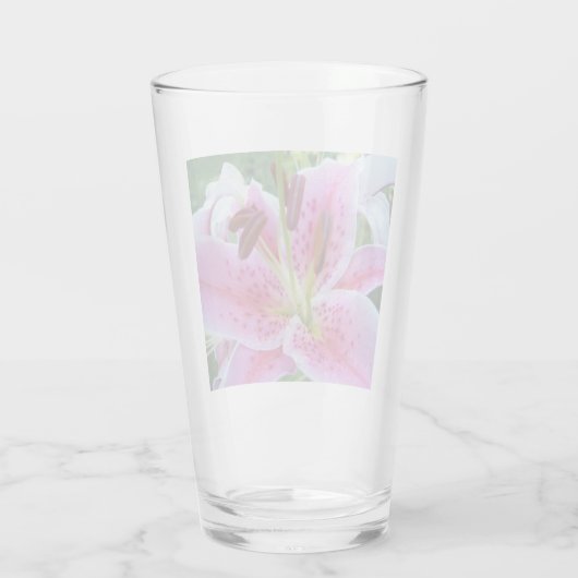 Pink Stargazer Lily Floral Glas (Rückseite)