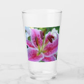 Pink Stargazer Lily Floral Glas (Vorderseite)