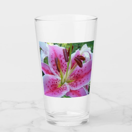 Pink Stargazer Lily Floral Glas (Vorderseite)