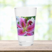 Pink Stargazer Lily Floral Glas