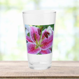 Pink Stargazer Lily Floral Glas
