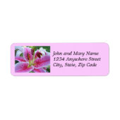 Pink Stargazer Lily Floral Rücksendeadresse (Vorne)