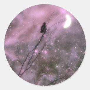 Pink Starry Night Runder Aufkleber