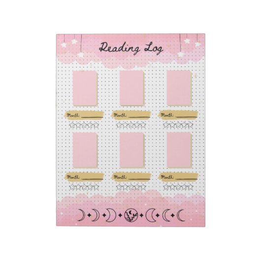 Pink Starry Sky Bullet Journal Reading Log Notizblock (Rotiert)