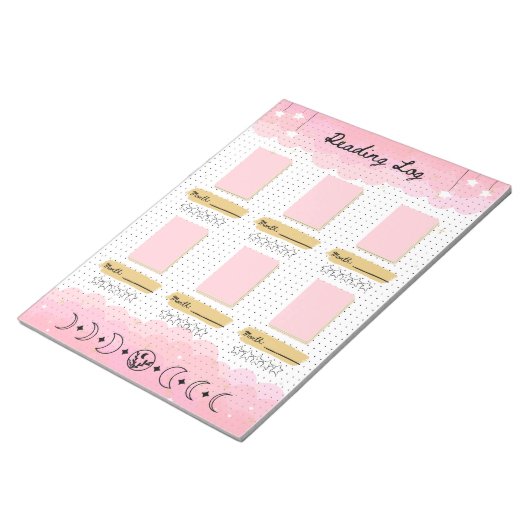 Pink Starry Sky Bullet Journal Reading Log Notizblock (angewinkelt)