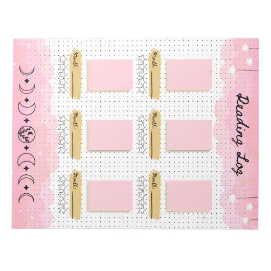 Pink Starry Sky Bullet Journal Reading Log Notizblock (Vorderseite)