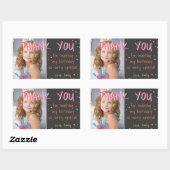 Pink Stars Birthday Danke Foto Rechteckiger Aufkleber (Blatt)