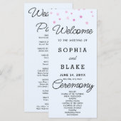 Pink Stars Celestial Light Blue Wedding Program (Vorne/Hinten)