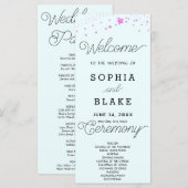 Pink Stars Celestial Light Blue Wedding Program (Vorne/Hinten)
